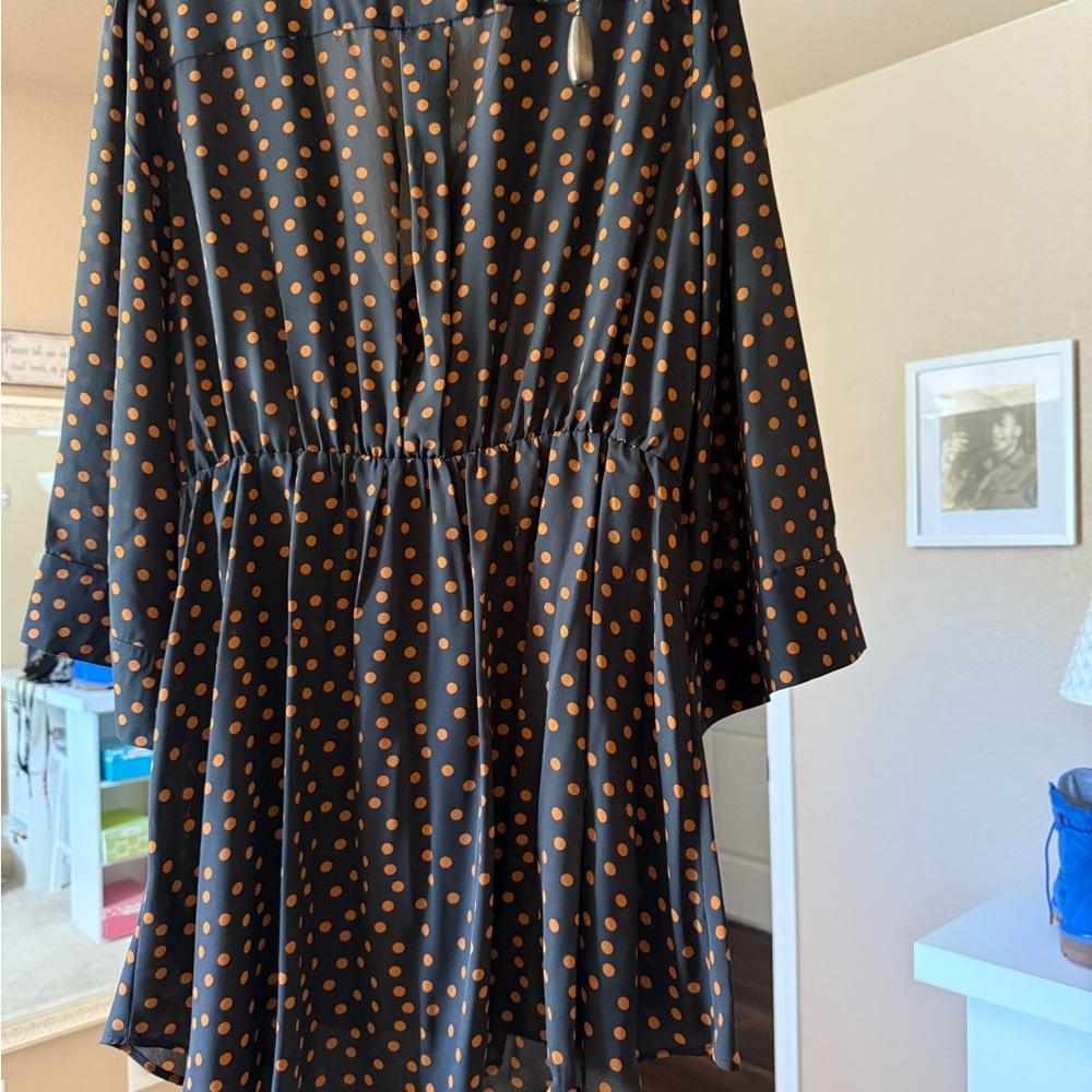 Black and Orange Polka Dot Dress